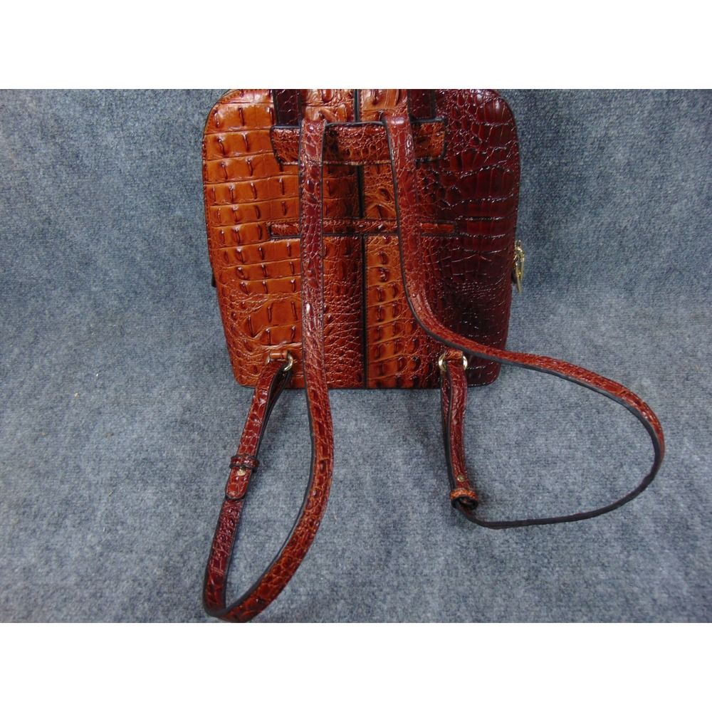 Brahmin Felicity Leather Backpack Brown Pecan Croc Embossed Melbourne Purse - Picture 3 of 14